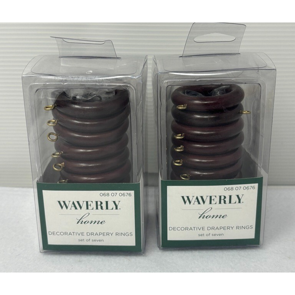Lot of 2 Waverly Home Small Decorative Drapery Curtain Ring Set of 14 Brown